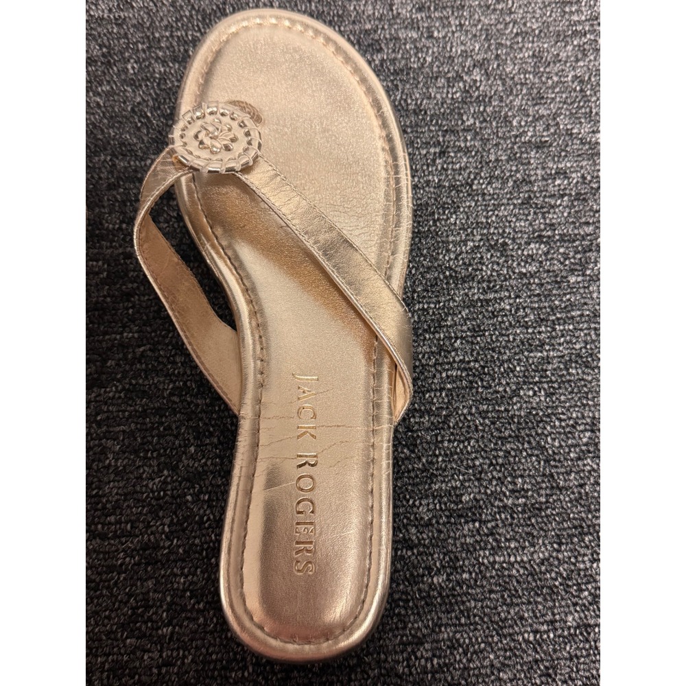Jack Rogers Womens 8M Metallic Gold Whipstitch Rondelle Flat Flip Flop Sandals - Picture 3 of 10